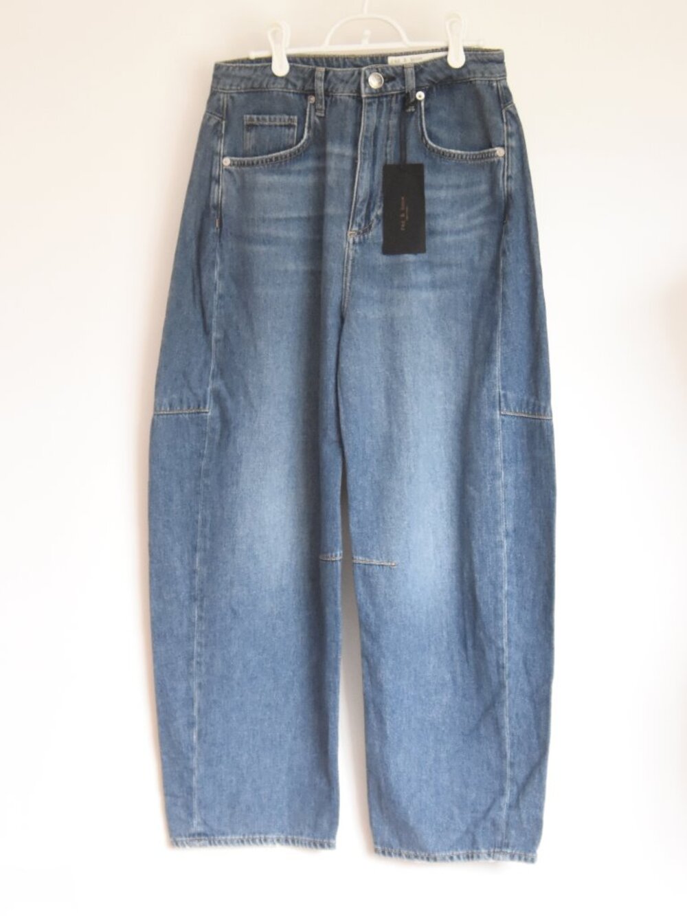 NWT Rag & Bone Chase High Rise Barrel Jeans Latrobe Blue Size 26 $268 Curved Leg - Picture 10 of 11